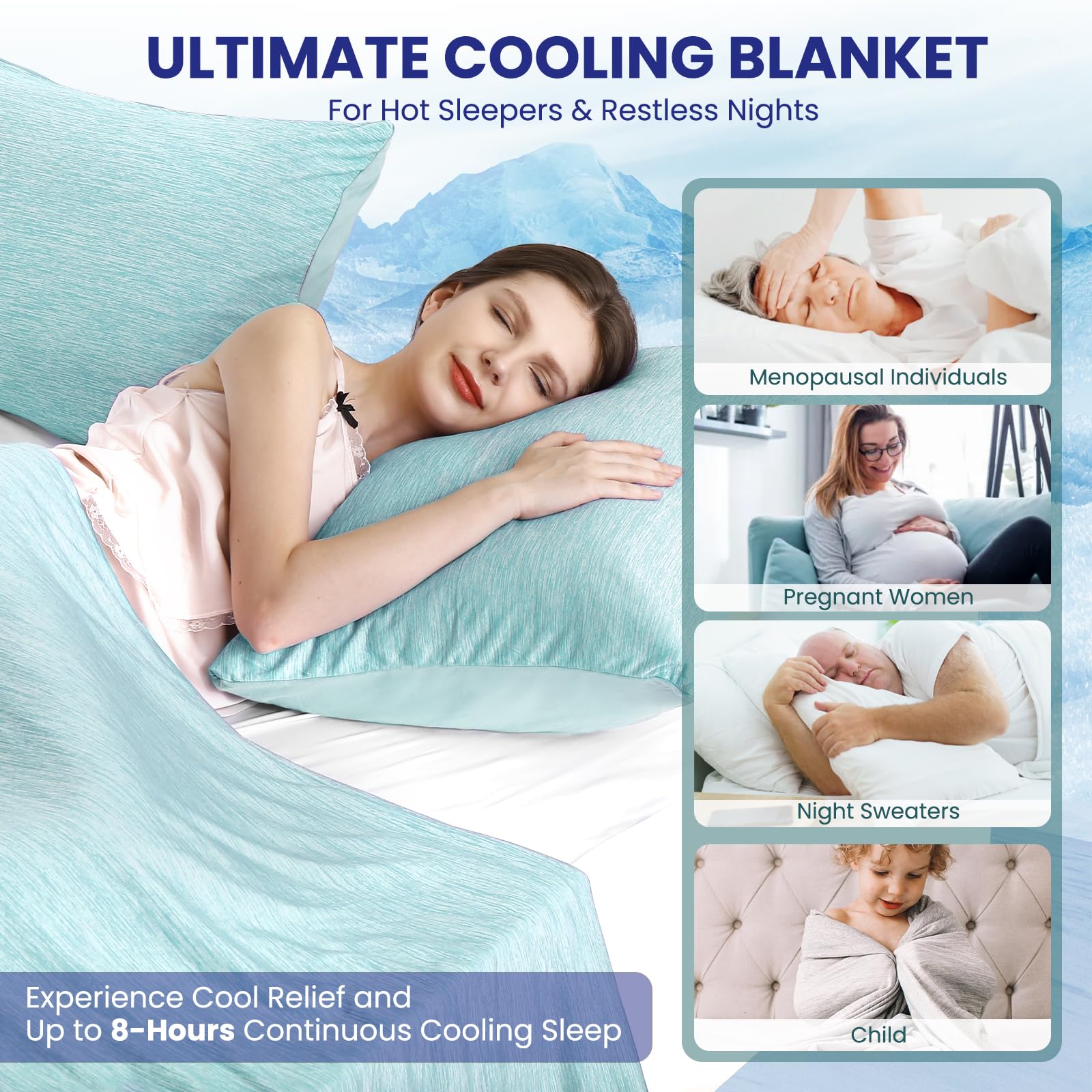 Elegear Coperta Rinfrescante, Arc-Chill 3.0 Q-Max>0.5 Coperta Estiva Fresca, Traspirante Comoda Leggera Morbida Coperta Rinfrescante Double-Face per Letto, Divano, Viaggio, 200x220cm, Verde