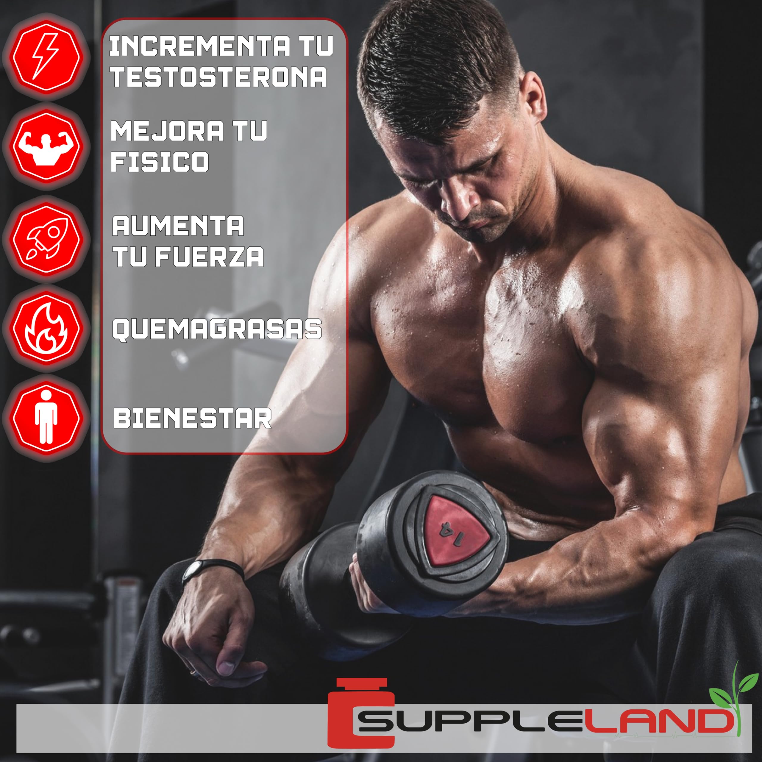 Testosterona Hombre 120 Capsulas - Zinc, Maca, Ginseng, Acido Aspartico y Vitamina D + Energia, Para Perder o ganar masa muscular, Activador Metabolico.