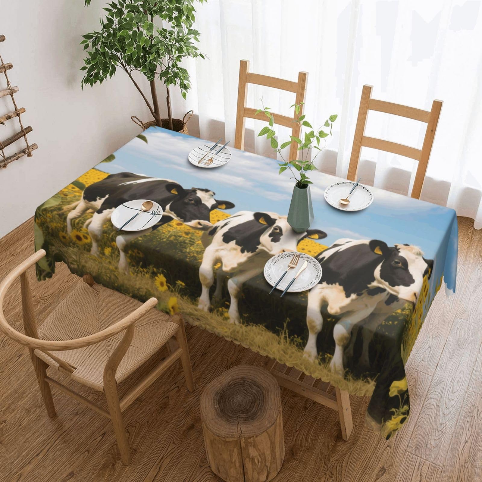 Nappe vache rectangulaire 137x183cm pour protéger la table des taches