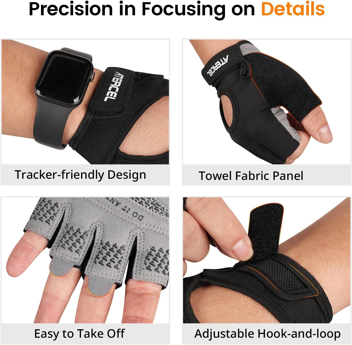 ATERCEL Weight Lifting Gloves Full Palm Protection, Workout Gloves for Gym, Cycling, Exercise, Breathable, Super Lightweight for Mens and Women - Image 6