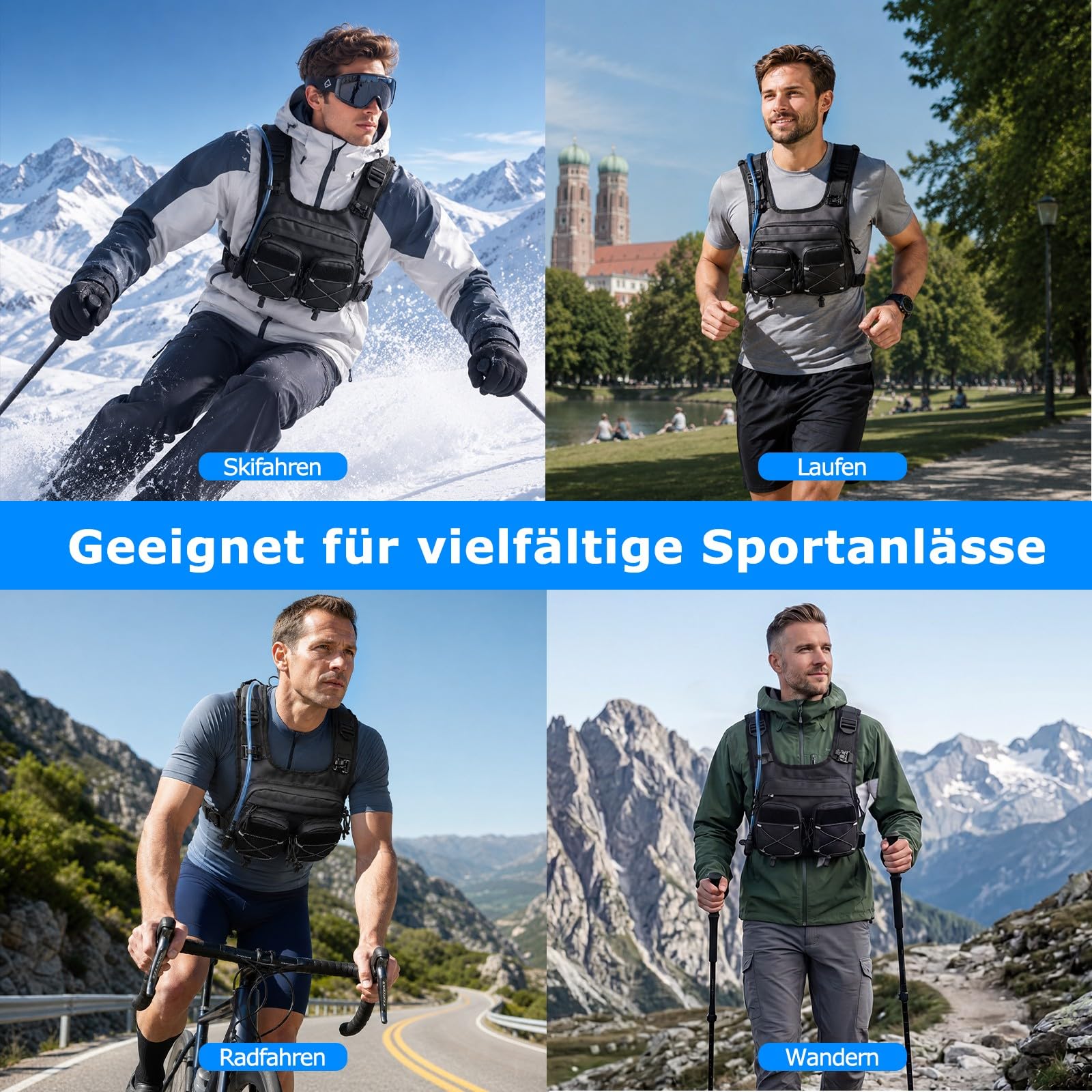 Laufweste für Damen und Herren Trinkweste Laufen mit 2L Trinkblase