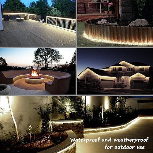 Vista 7 de LED Rope Lights, 16.4ft Waterproof Strip Light, 3000K Soft White, Flexible Indoor Outdoor Decorative Lighting for Home Christmas Holiday Garden