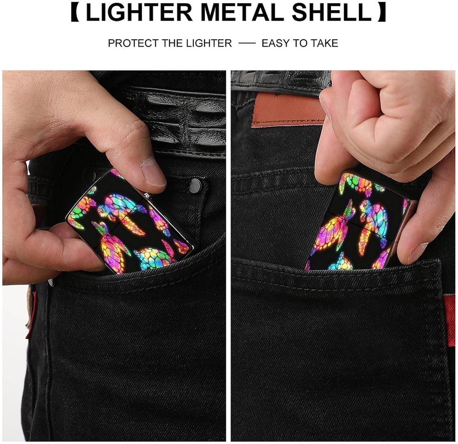 Rainbow Turtle Lighter Case Cover Holder Lighter Sleeve