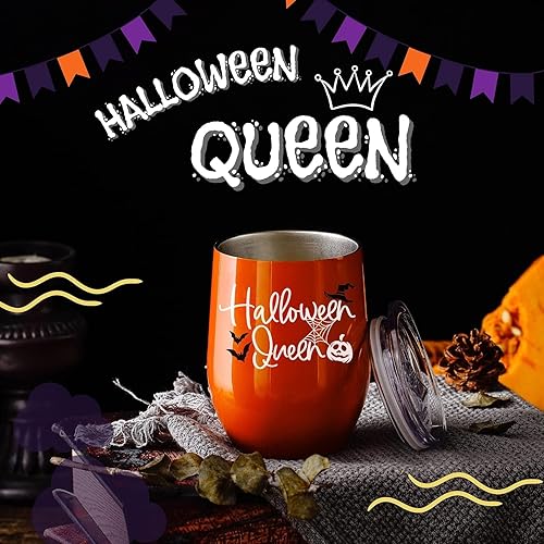 Miniatura 3 de Regalos de decoración de Halloween para mujeres, adolescentes y adultos, vaso de agua de vino sin tallo inspirado en calabaza de 12 onzas, regalos