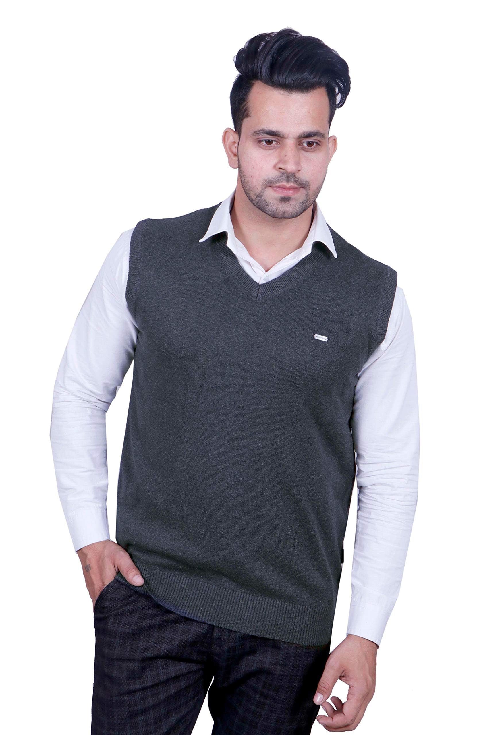 godfrey Men V-Neck Woolen Sleeveless Half Sweater for Winter-picture-32