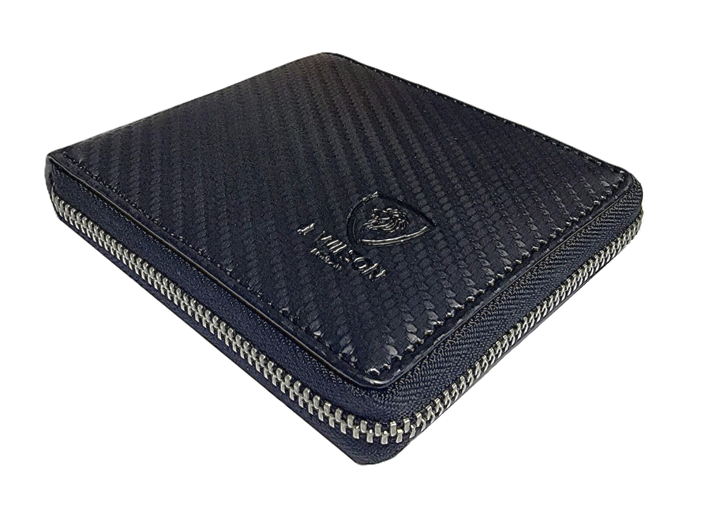 Sponsored Ad – Mens Designer Zip Around Genuine Soft Real Leather Wallet Credit Card Holder Purse (Dark Blue/Black)