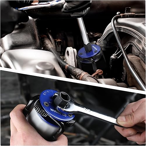 Miniatura 7 de WORKPRO Llave de filtro de aceite ajustable universal de 3 a 5 pulgadas (2.992 in a 5.118 in), herramienta magnética de extracción de filtro de