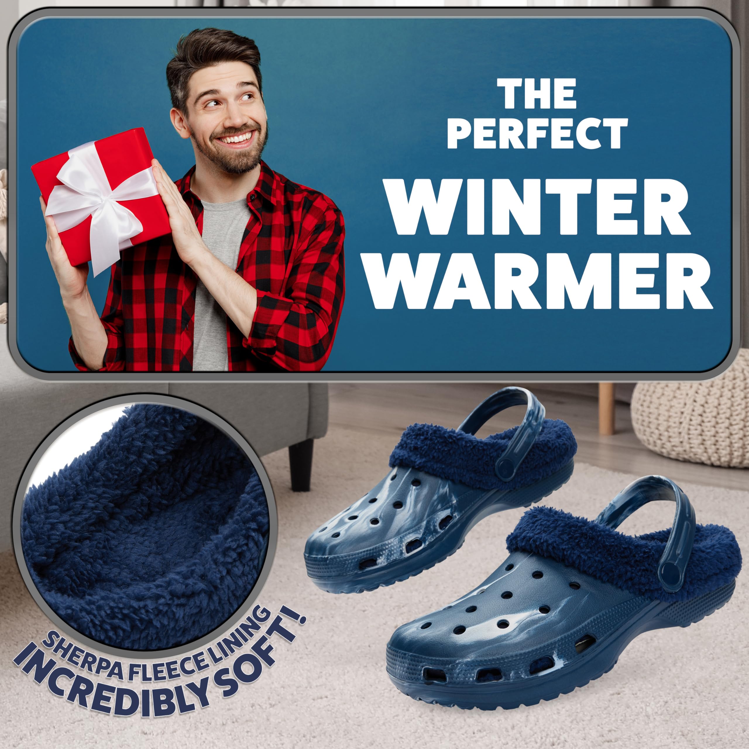 CityComfort Zoccoli Uomo, Foderato in Pile Ciabatte da Giardino, Pantofole da Casa - Regalo Uomo