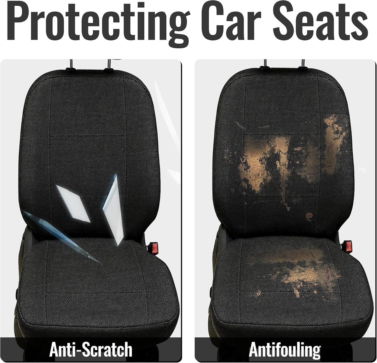 Front High Density Composite Knit Seat Covers for Ford F150 2015-2025 F150 Lightning 2022-2025 F250 F350 2017-2025 Super Duty Crew Cab Waterproof Thickened Fabric Seat Cover Set-Black