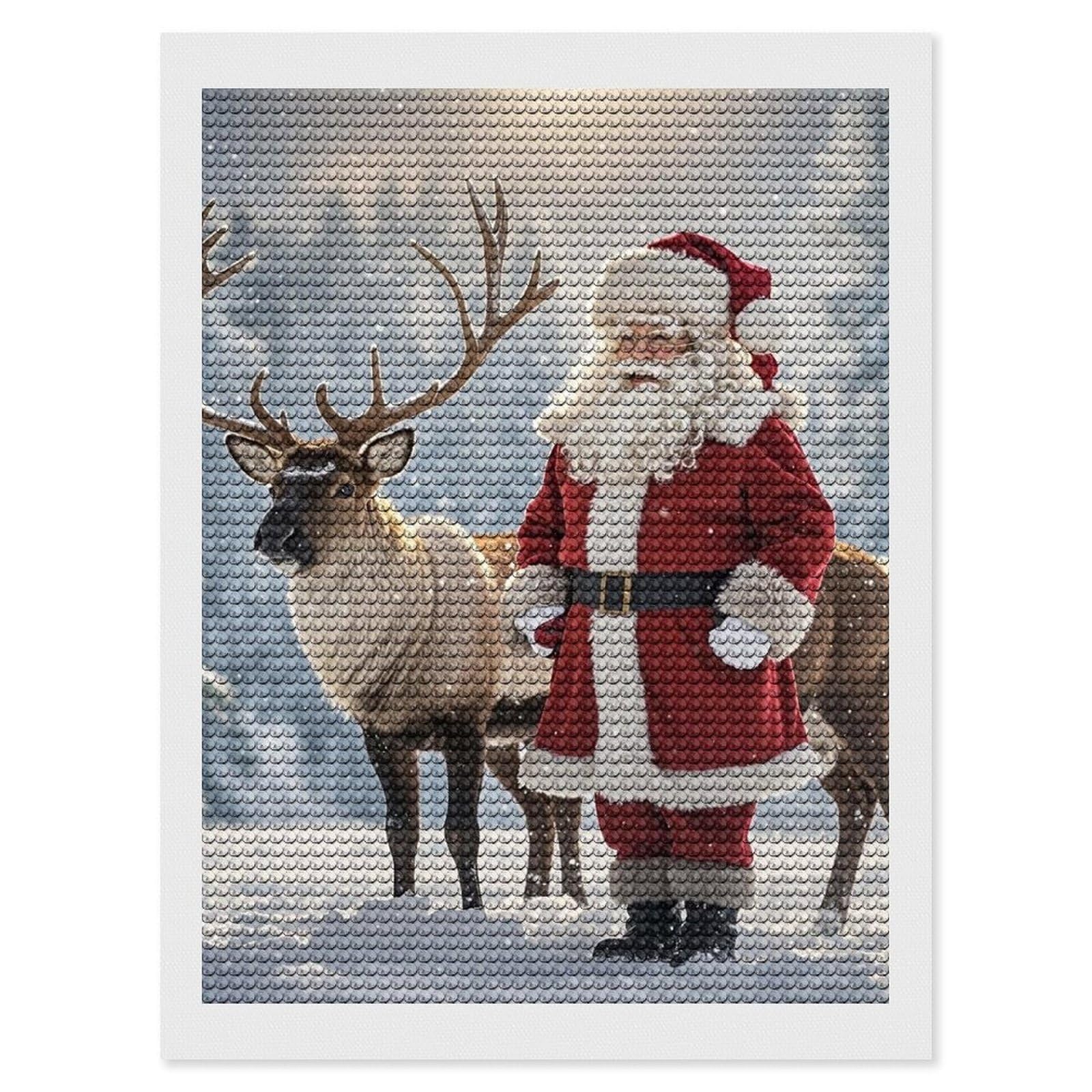 Santa Claus and Deer Elk Diamond Painting Kits for Adults, DIY 5D Diamond Painting Kits for Beginners, Round Full Drill Diamond Dots Paintings, Diamonds Pictures Gem Art for Crafts Home Decor 12"x16"