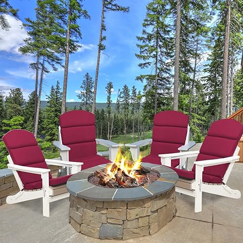 Miniatura 8 de BPS Olifen - Juego de 2 cojines para sillas de patio, cojines de respaldo alto para patio con lazos, 52 x 20 x 2.75 pulgadas, funda de tela Olifen