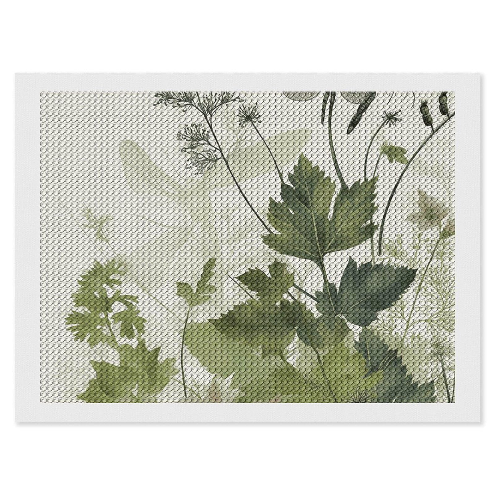 Foliage and Herbs with Dragonflies Winged Diamond Art Kits for Adults, DIY 5D Diamonds Painting Kits for Beginner, Round Full Drill Diamond Dots Painting, 12"x16" Diamonds Pictures Gem Art and Crafts