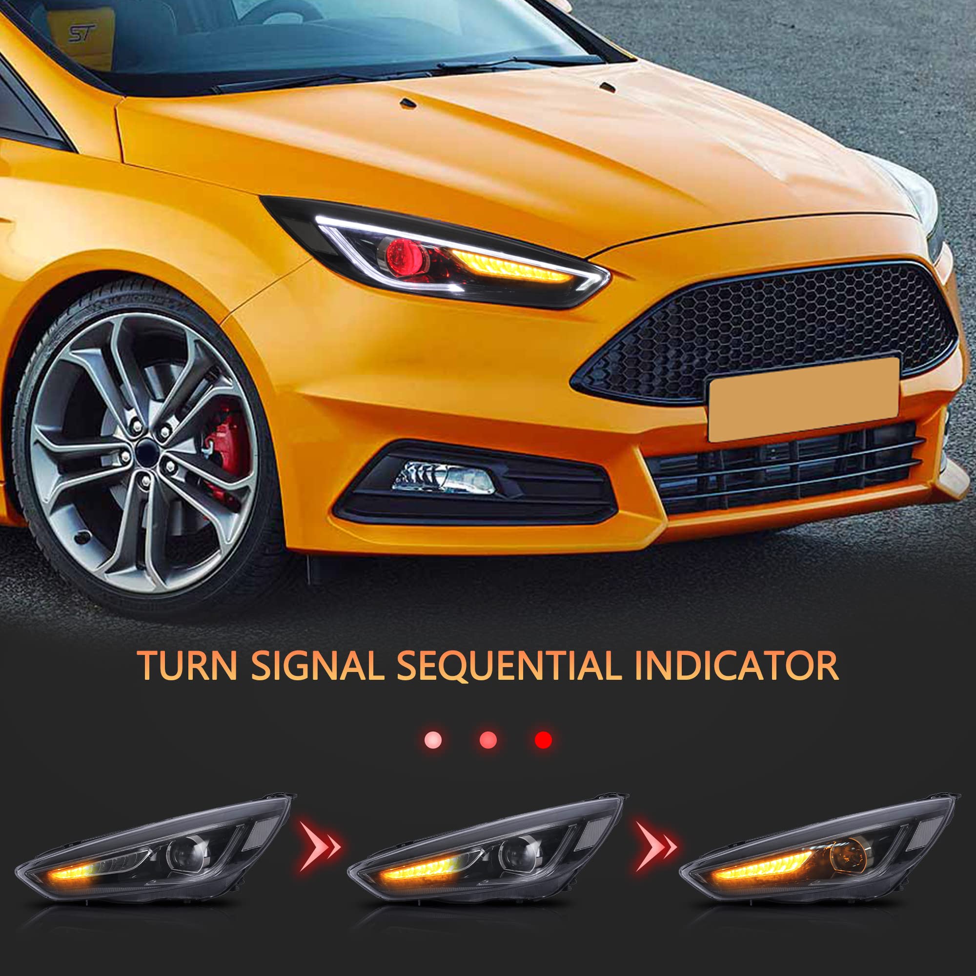 VLAND Headlights for Focus MK3 ST RS 2015-2018 Front Lights (DEMON