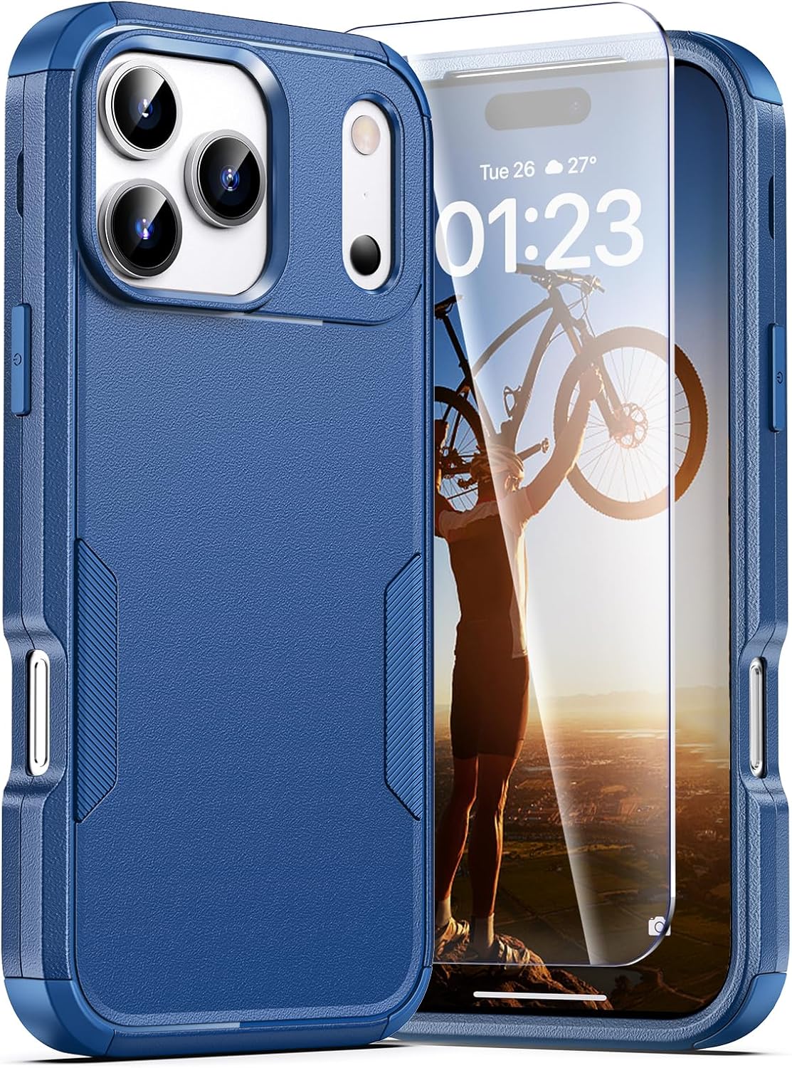 Compatible with iPhone 17 Pro Case: 2X Screen Protector, Anti-Drop, Shockproof, Heavy Duty Protective Phone Case Cover for 17 Pro 6.3'', Blue