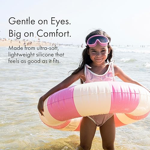Miniatura 3 de Petites Pommes Gafas de natación para niños de 3 a 8 años  Silicona ligera, lente ancha antivaho, diseño retro, correas ajustables, hebilla segura