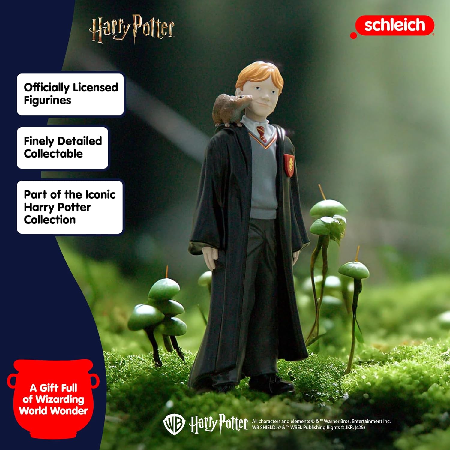 Schleich Harry Potter - Ron Weasley and Scabbers the Rat - 2 PC Harry Potter Set - Wizarding World Collectible Figures for Kids and Adults - Toys for Ages 6+ | 42634