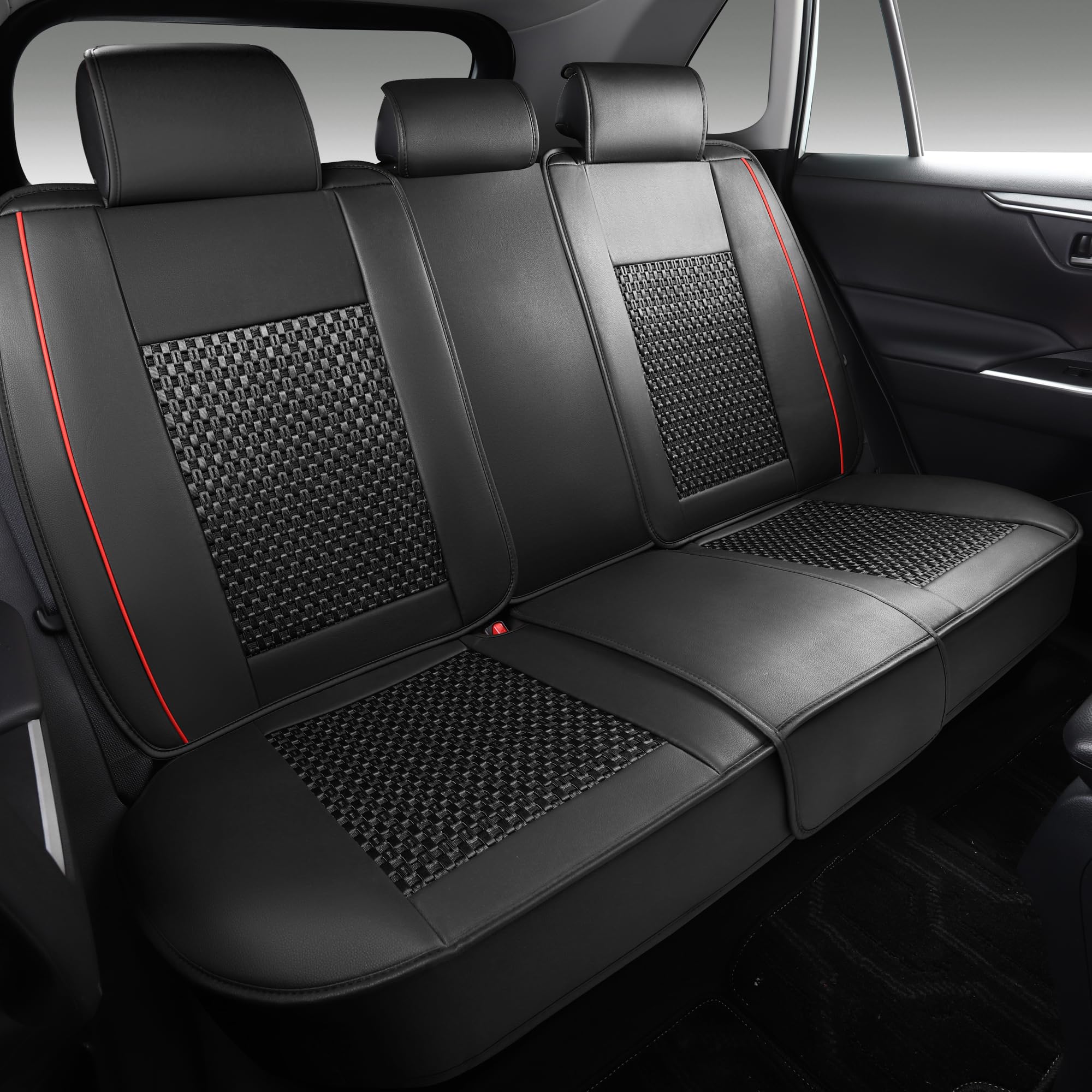 FREESOO Car Seat Covers Full Set, Leather Seat Cover Breathable