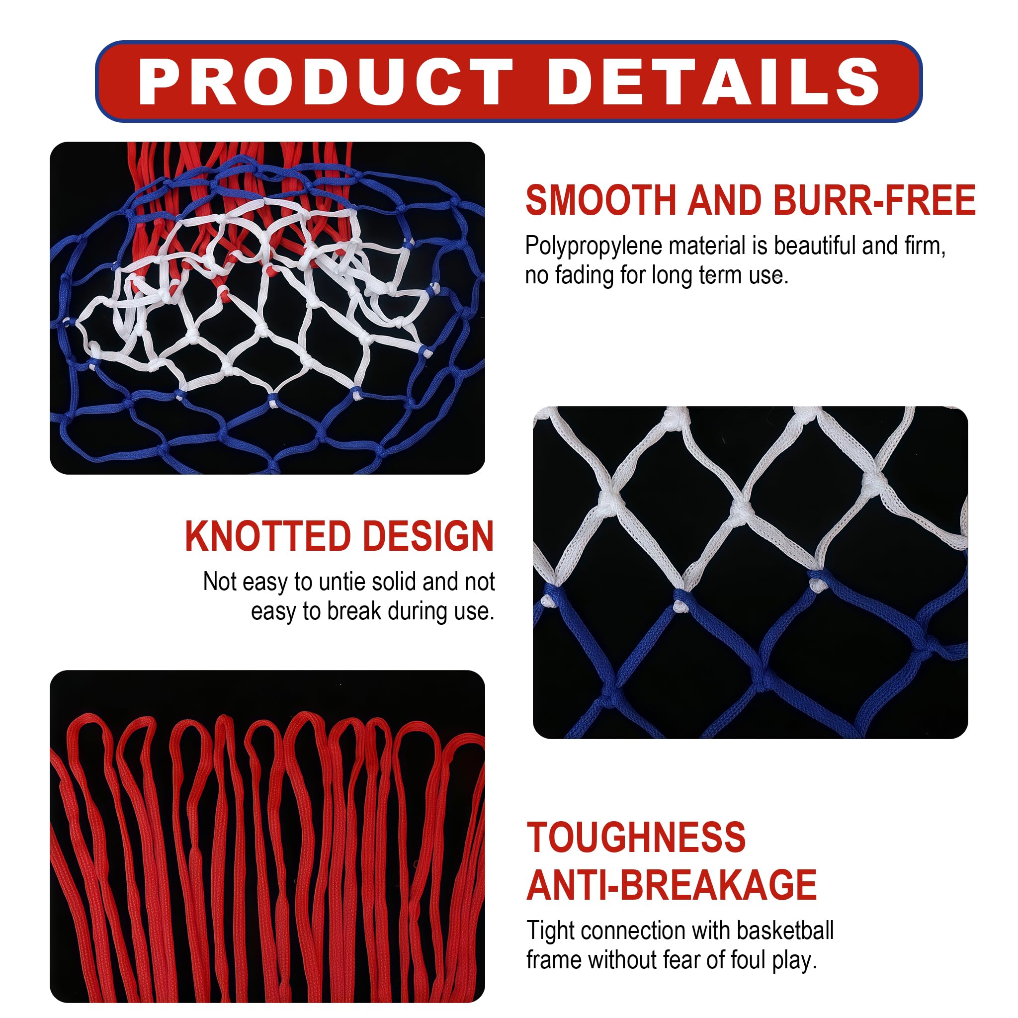 2 Pezzi Rete da Basket, Rete per Canestro da Basket Dimensioni Standard con 12 Anelli, Rete da Basket per Esterno e Interno, Nylon Rinforzato Resistente alle Intemperie, Lunghezza 45cm
