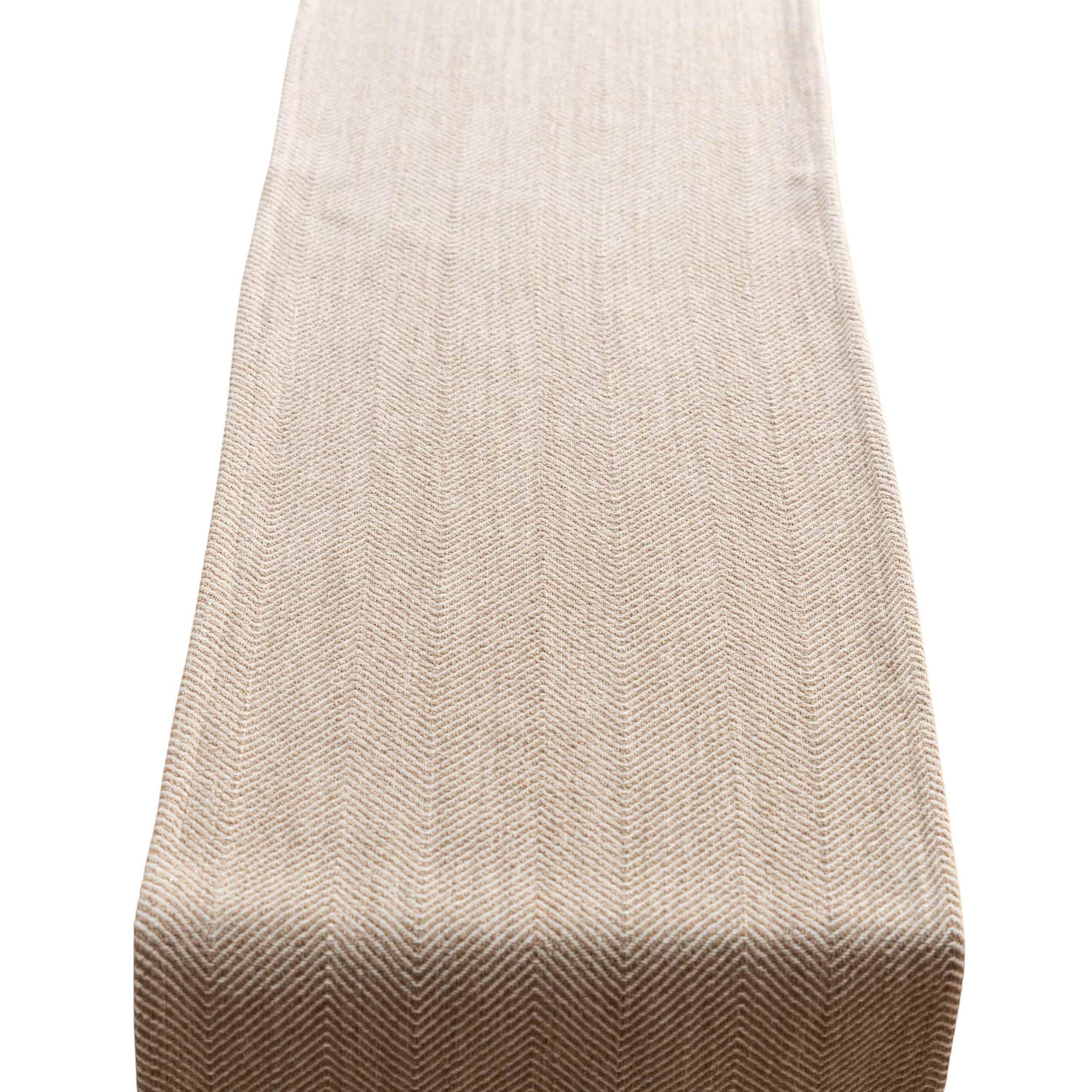 Faux Wool Linen Blend Herringbone Table Runner. Minimalist Classic Latte Brown/Beige Kitchen Accessory. Available in Two Sizes (30cm x 180cm)