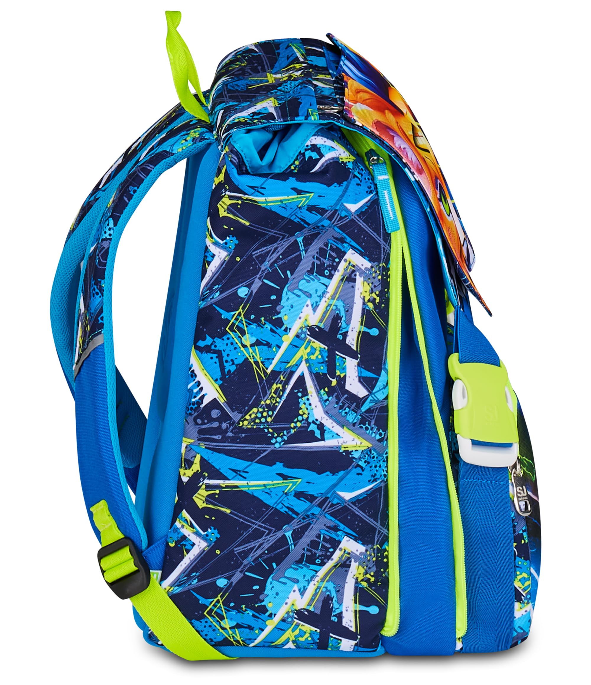 SJ GANG STYLE JAM GANG Zaino Doppio Scomparto Estensibile, Blu, Maxi Capienza, Schienale Preformato, Bambino, Scuola Elementare