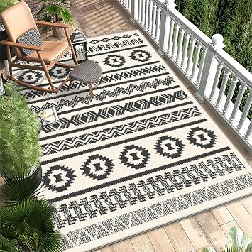 Outdoor Patio Rug Waterproof Non Slip Washable, Rugs Outdoor Waterproof 5x7, Crystal Velvet Outdoor Carpet Tiles for Patio Portable Camping RV Rug Indoor Outdoor Area Rug for Porch Balcony