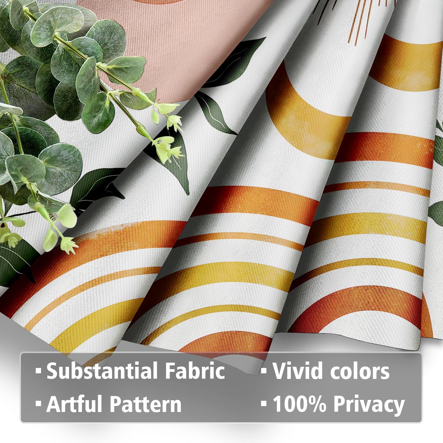 SongYi Boho Short Curtains for Windows, Blackout Thermal Small Window Curtains for Kitchen Cafe Bedroom Bathroom, Abstract Orange Aesthetic Spring Summer Rod Pocket Curtains 2 Panel Set, 30""x30""