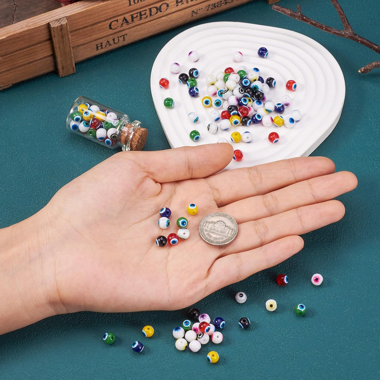 6mm Evil Eye Glass Beads for Easter 240pcs Round Eyeball Loose Spacer Turkish Eye Beads 12 Colors Baking Painted for Lucky Bracelets Necklace Jewelry Keychain - Image 4