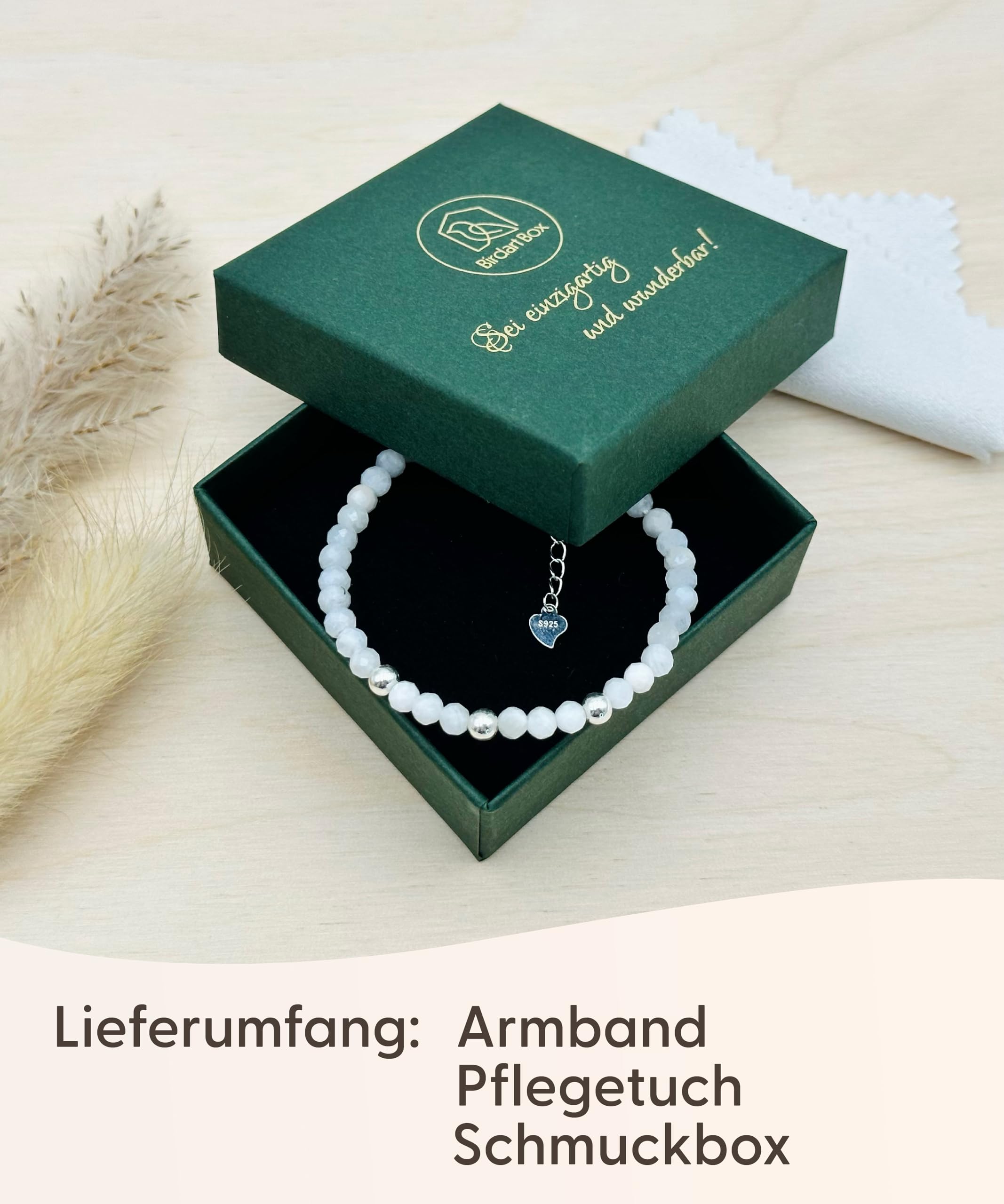Facettiertes Mondstein Armband – Premium Edelstein Armband mit 925 Silber Perlen, Natürliches Schmuckstück für besondere Momente