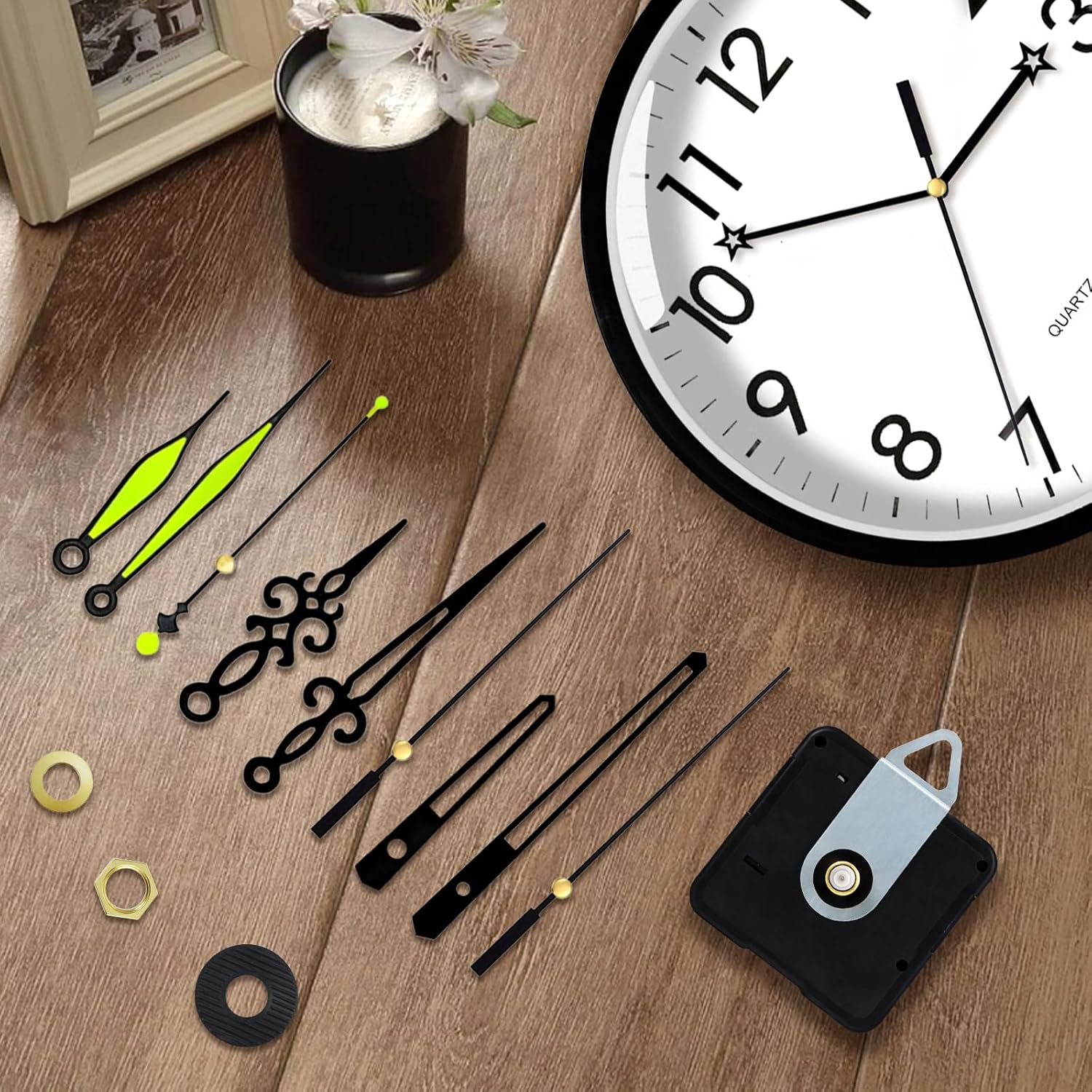FACULX 9 Pack Clock Mechanism Replacement Kit with 14 Pairs Clock Hands, Quartz Clock Movement Replacement, Clock Movement Motor Kit for Clock Repair, Replacement and Custom Clock