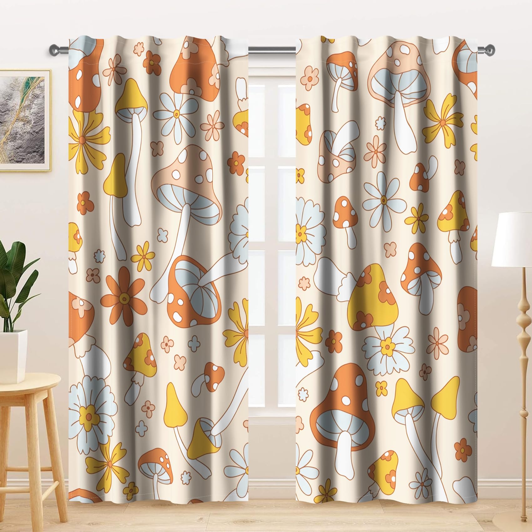 Kzzfqxb 117x138cm Ochre Curtains 2 Panels