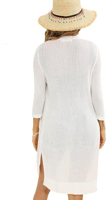 LYHNMW Womens Cardigan Casual 3/4 Sleeve or Long Sleeve Lightweight Open Front Long Knited Cardigan with Pocket