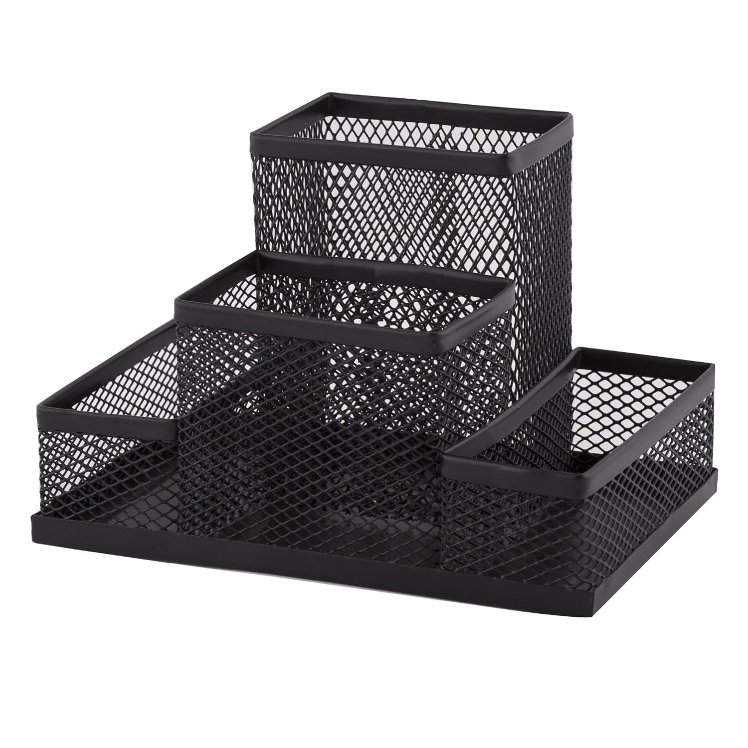 D.RECT Desk Organiser, Pen Holder, Metal Desk Organiser, Office Tray with Memo Holder, Mesh 103 x 154 x 103 mm, Black, (11...