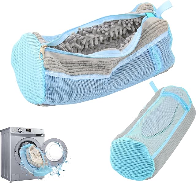 Shoe Washing Machine Bag 2 Pcs Reusable Shoe Cleaning Bag for Sneaker Tennis Shoes Cleaner Kit Laundry Shoe Bag for Washer and Dryer (Yellow) (Grey)