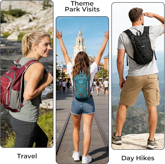 Lightweight Foldable Hiking Backpack - 13L Small Rucksack for Men & Women, Water-repellent Travel Bag, Packable Daypack for Walking, Camping, Sports & Outdoor (Teal)