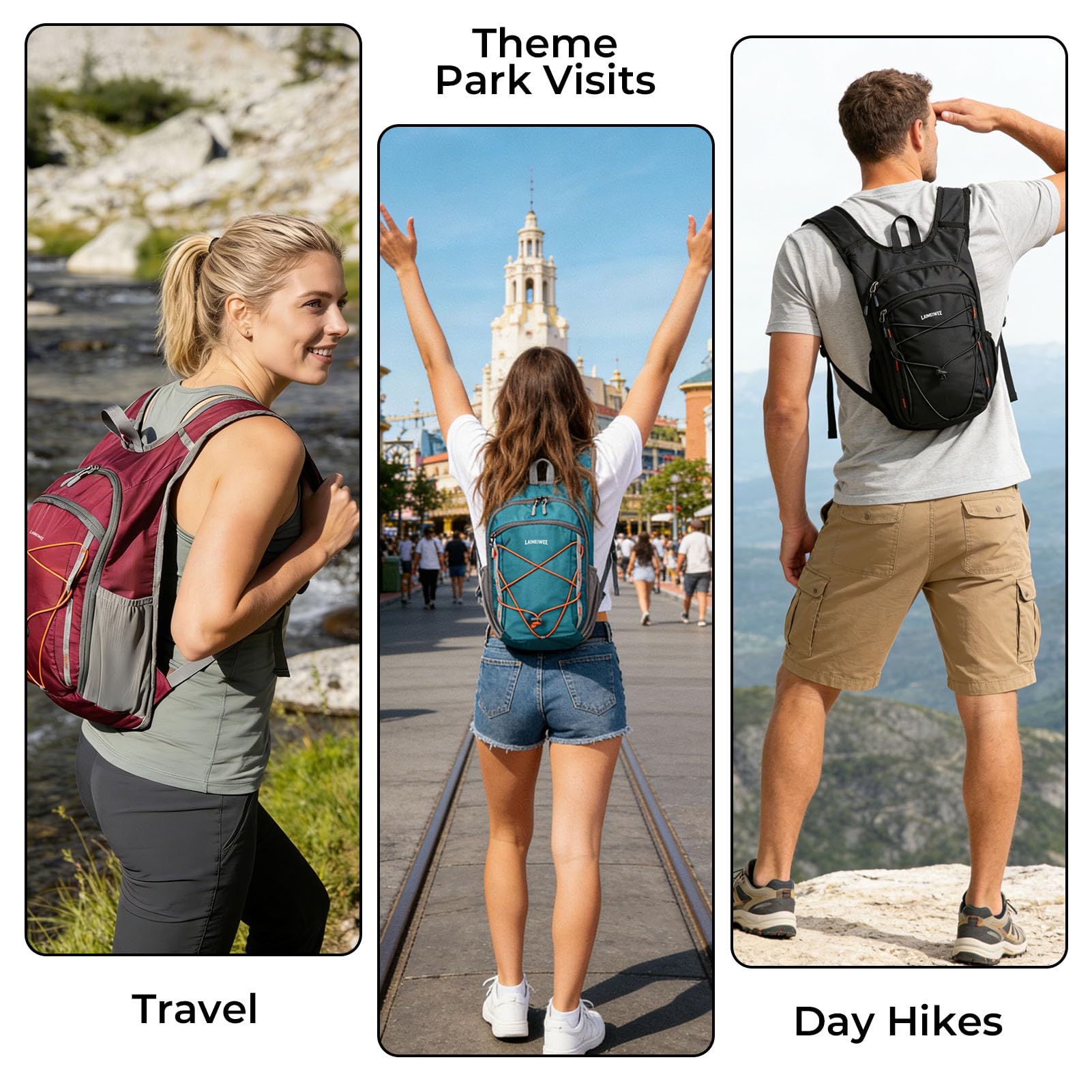 Mochila pequeña de senderismo plegable de 13 L, mochila ligera y plegable para viajes de un día, mochila de viaje para hombres y mujeres