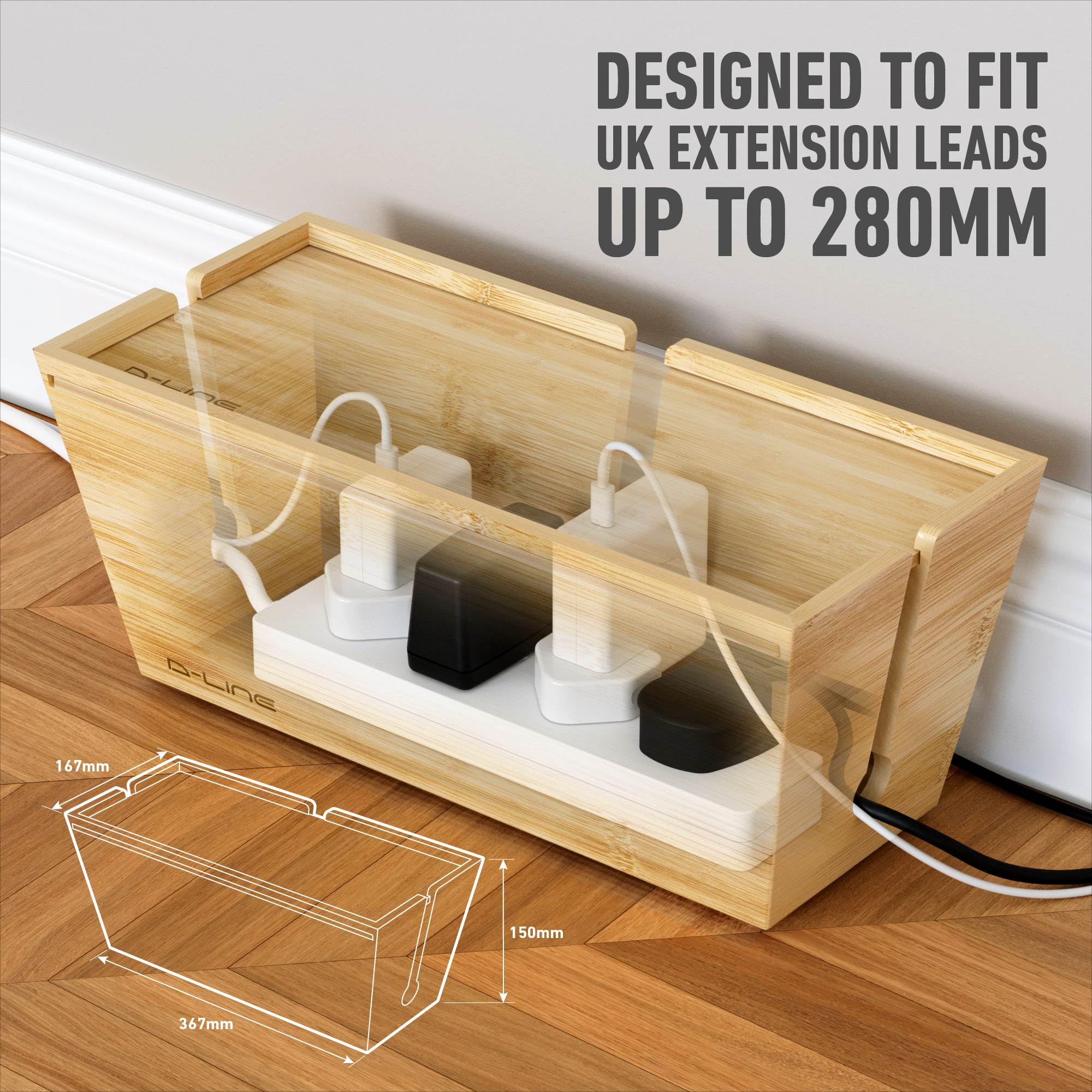 D-Line Bamboo Cable Tidy Box - Image 4