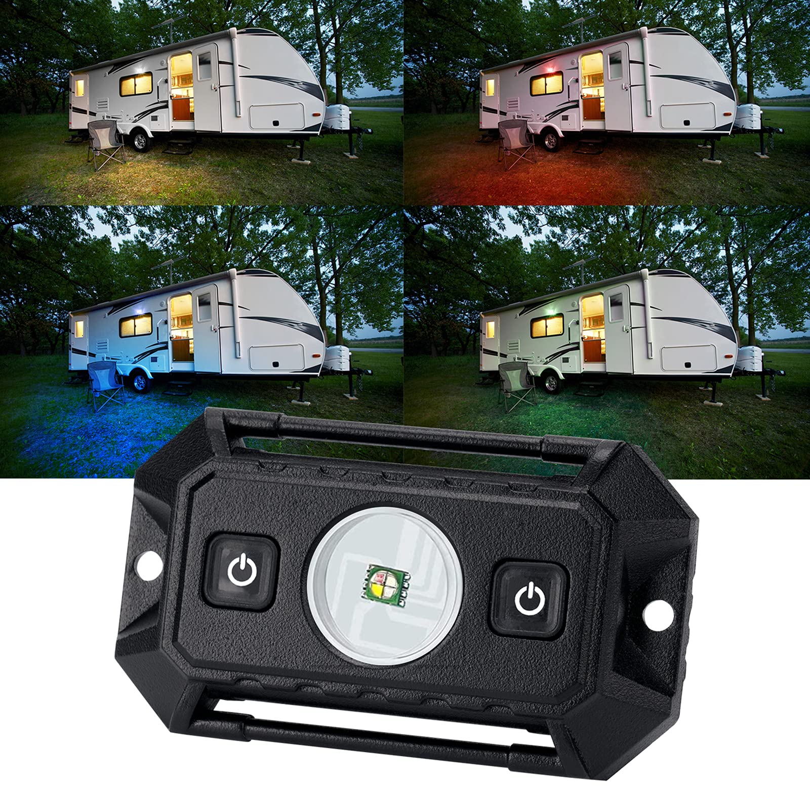 UTV Dome Light W/Switch Universal LED Light Utility Roll Cage Light Car Interior Reading Light LED Rock Light Party Light Interior Dome Light for UTV ATV Truck RZR Offroad-White/RGB