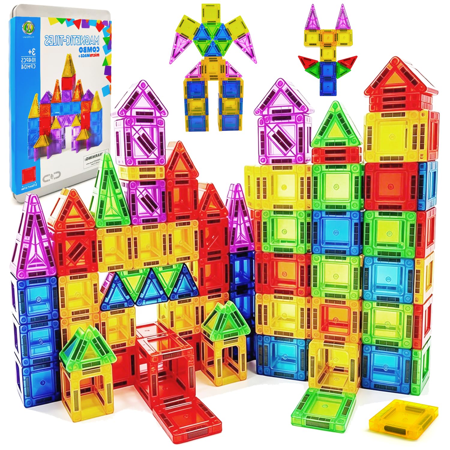 Cuackamily 104Pcs Mini Magnetic Tiles Building Blocks Toys, Magnet Building — image 1