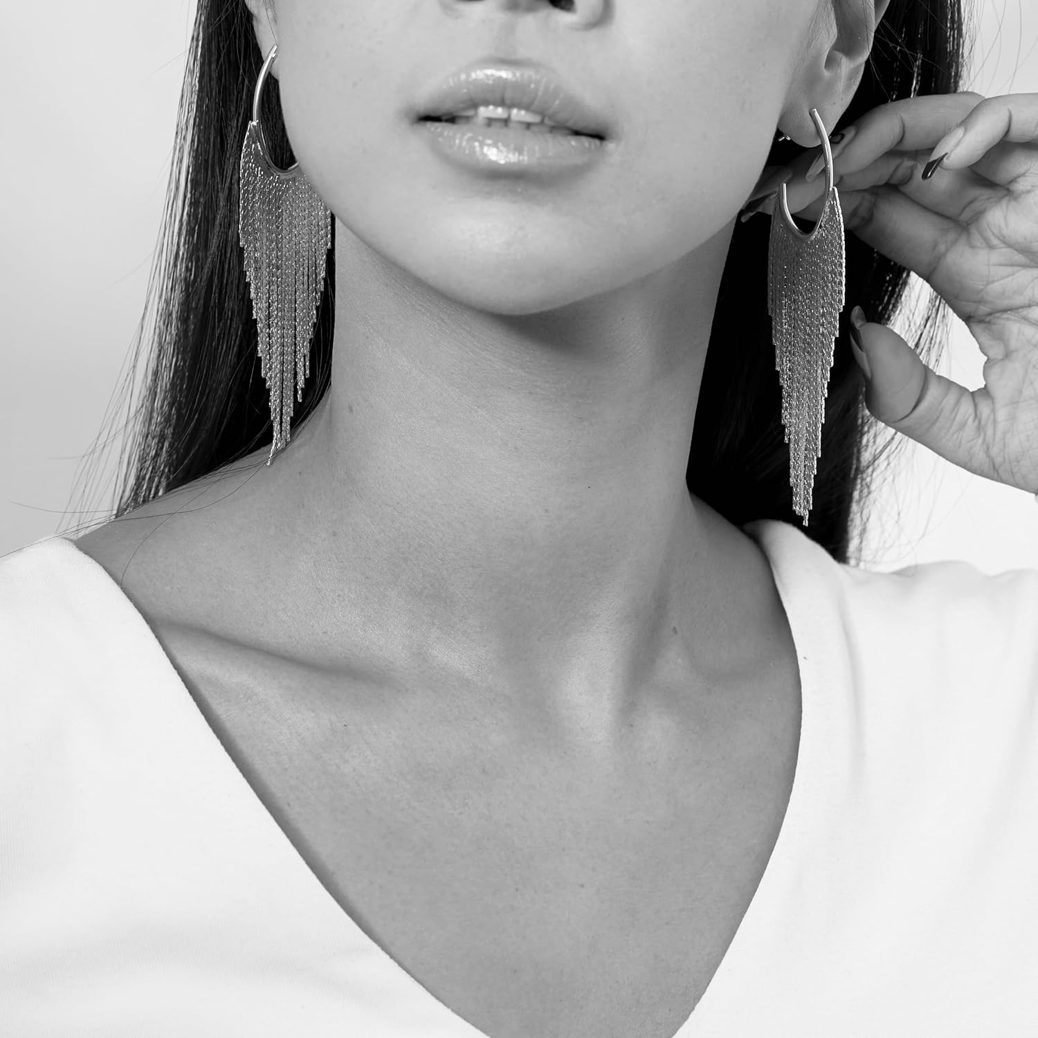 Boho Linear Tassel Drop Dangling Earrings For Women,Long Formal Country Bohemian Fringe Chain Chandelier Prom Statement Trendy Earrings For Party Prom - Image 6