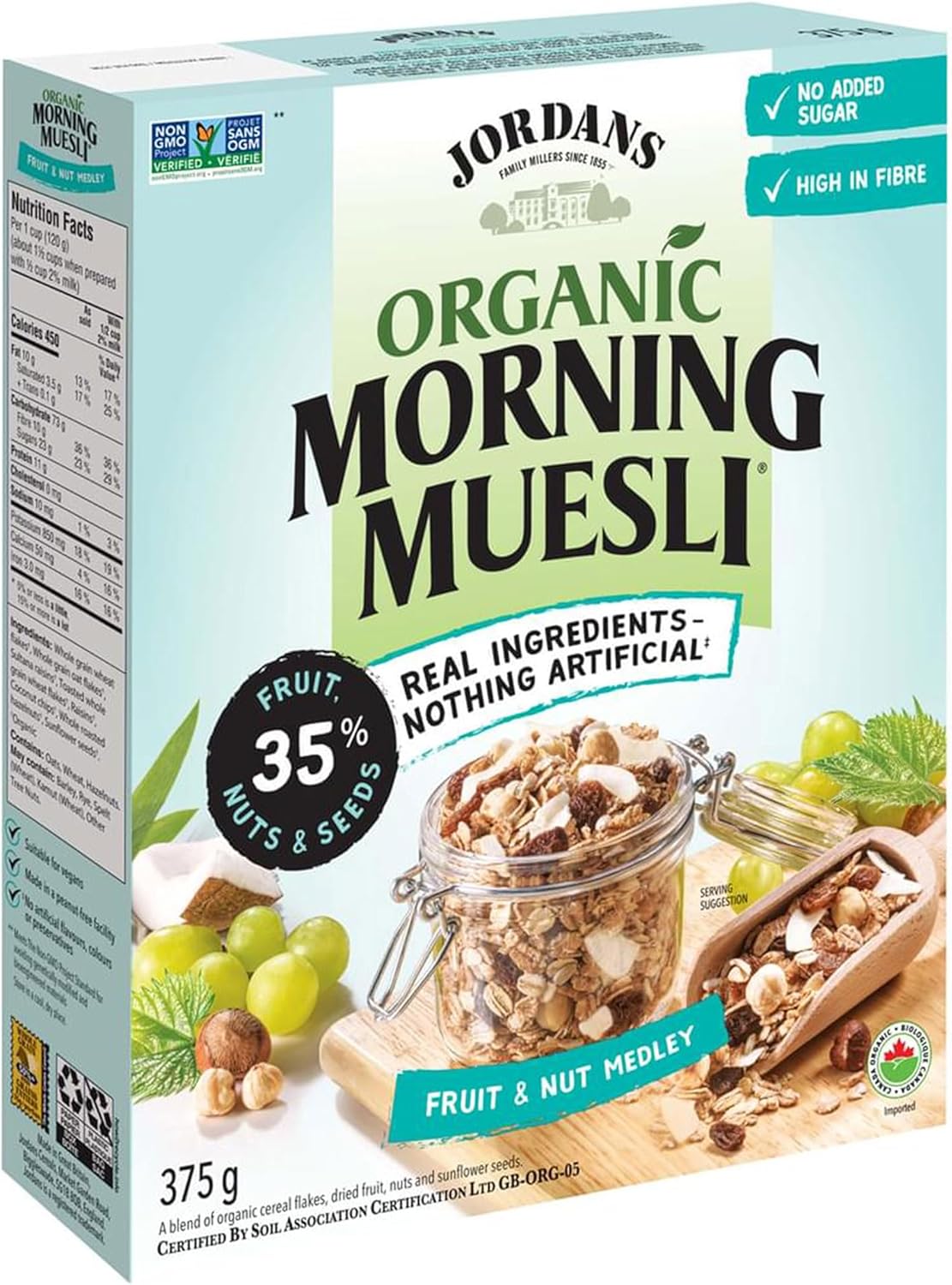 Jordans Muesli du matin bio Mélange de fruits et de noix, 375 g