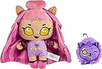 Monster High Ghoul N Go Clawdeen Wolf 6.5" Plush Doll Set with Crescent Pet & Versatile Kid Backpack