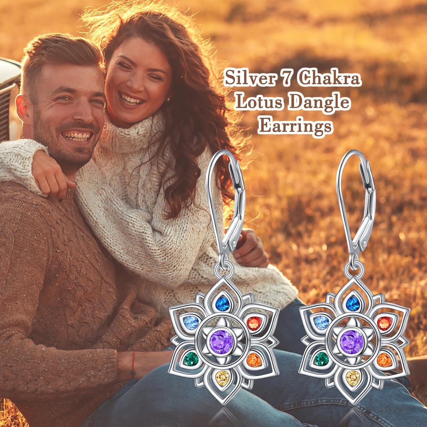 925 Sterling Silver Dangle Earrings 7 Chakras Lotus/Star of David/Pumpkin Witch Ghost Earrings Jewelry Birthday Christmas Gift for Women - Image 5