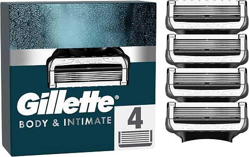 Gillette Body & Intimate Rasierklingen, 4 Original Ersatzklingen, Schwarz