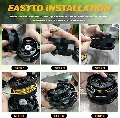 Miniatura 5 de Línea de recortadora de hilo de 0.080 pulgadas DWO1DT802 de repuesto para Dewalt Weed Trimmer Line 200 pies DWO1DT801 compatible con Dewalt Weed