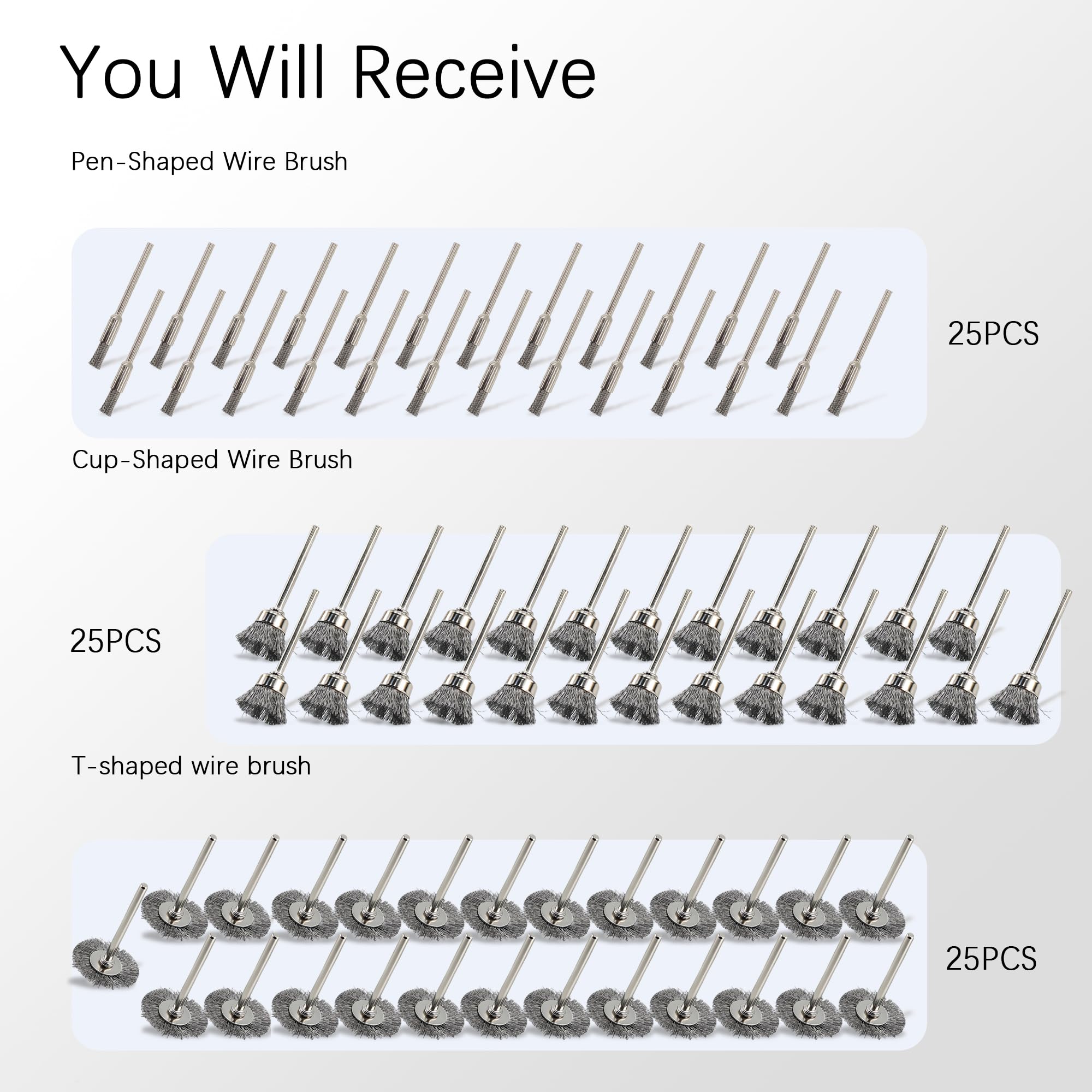 75PC Wire Brushes for Drill - Rust & Paint Removal -3