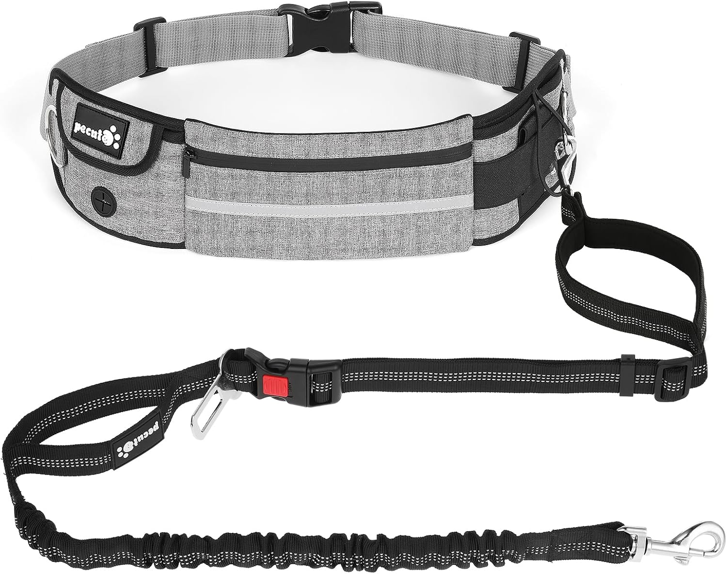 Hands-Free Double Dog Lead With Waist Belt - Adjustable, Reflective, Bungee Style For Running & Hiking With 2 Dogs