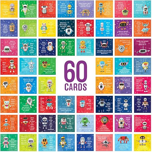 Miniatura 2 de Notas para la lonchera para niños, 60 divertidas tarjetas de acertijo robot para niños y niñas, crea notas memorables para pensar en ti