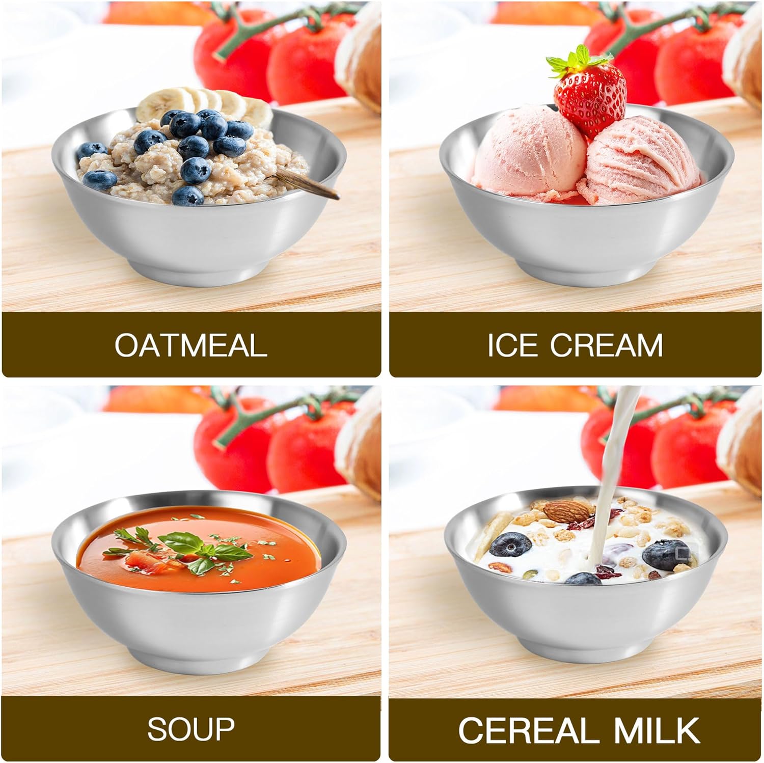 IMEEA 17 Oz Unbreakable Cereal Bowl SUS304 Stainless Steel Insulated Bowl for Soup, Ice Cream and Snacks, Set of 2 - Image 5