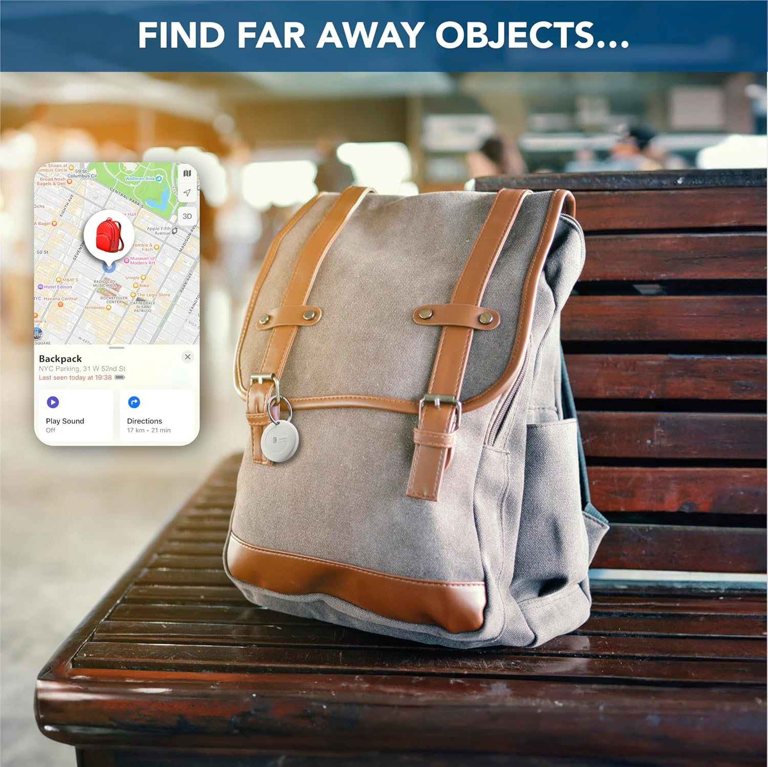 Cellularline TRACY – Localizador de objetos compatible con Apple iOS Find My – Batería reemplazable (Duración 1 año) – Resistente al polvo y al agua hasta 1m de profundidad – Pack con 2 TRACY – Blanco 4