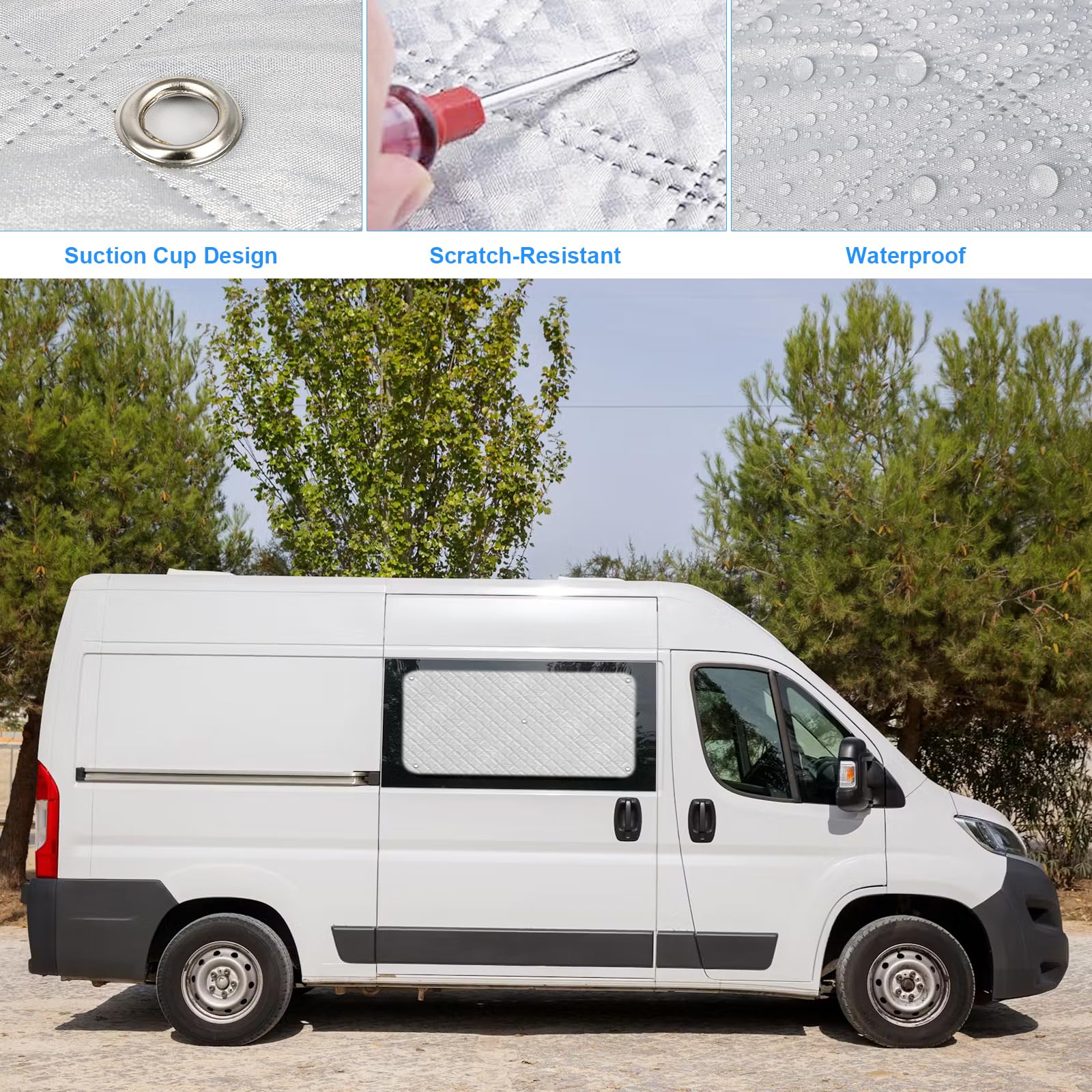 Pare-Soleil Compatible avec Fiat Ducato 2006- Peugeot Boxer 2006- Opel Movano 2021- pour Porte Coulissante Pare-Soleil Thermiques Internes